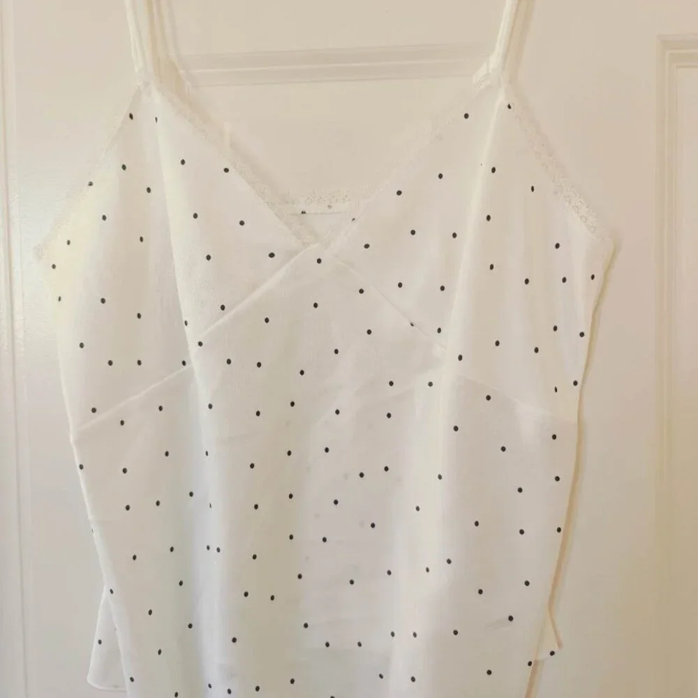 NWT Vince Sheer Dot-Print Silk Lined Blouse with matching camisole - Picture 6 of 7